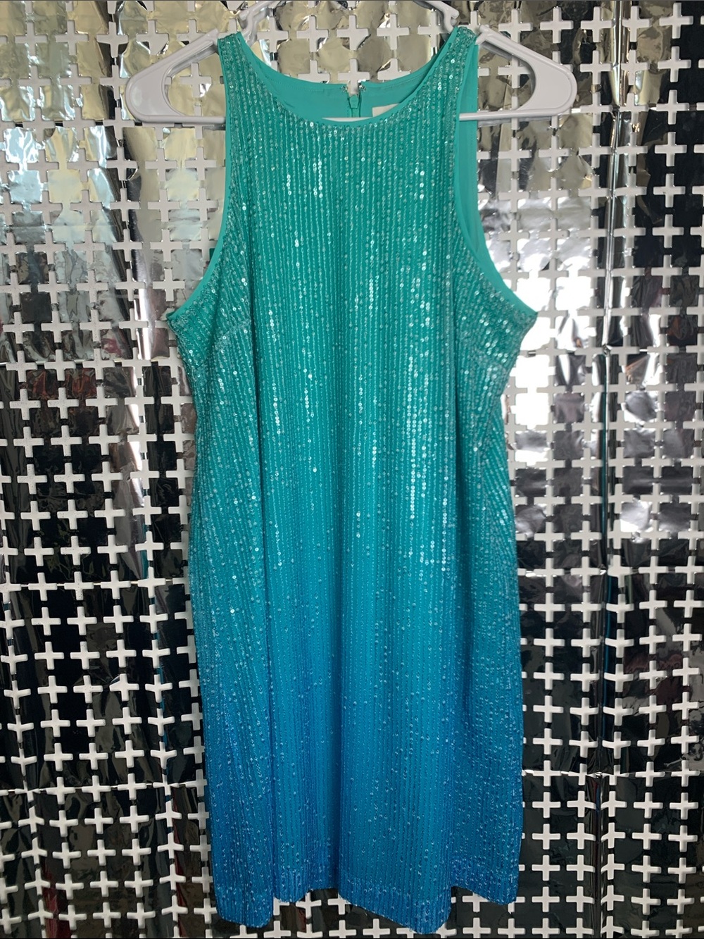 On 34th Sleeveless Teal Ombre Sequin Mini Dress